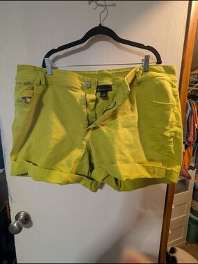 Lane Bryant Lime Green Rolled-Hem Jean Shorts